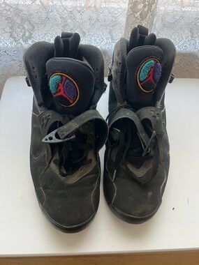 Jordan Black Suede High-Top Sneakers with Multicolor Tongue Logo